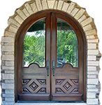 arched top exterior double doors with iron