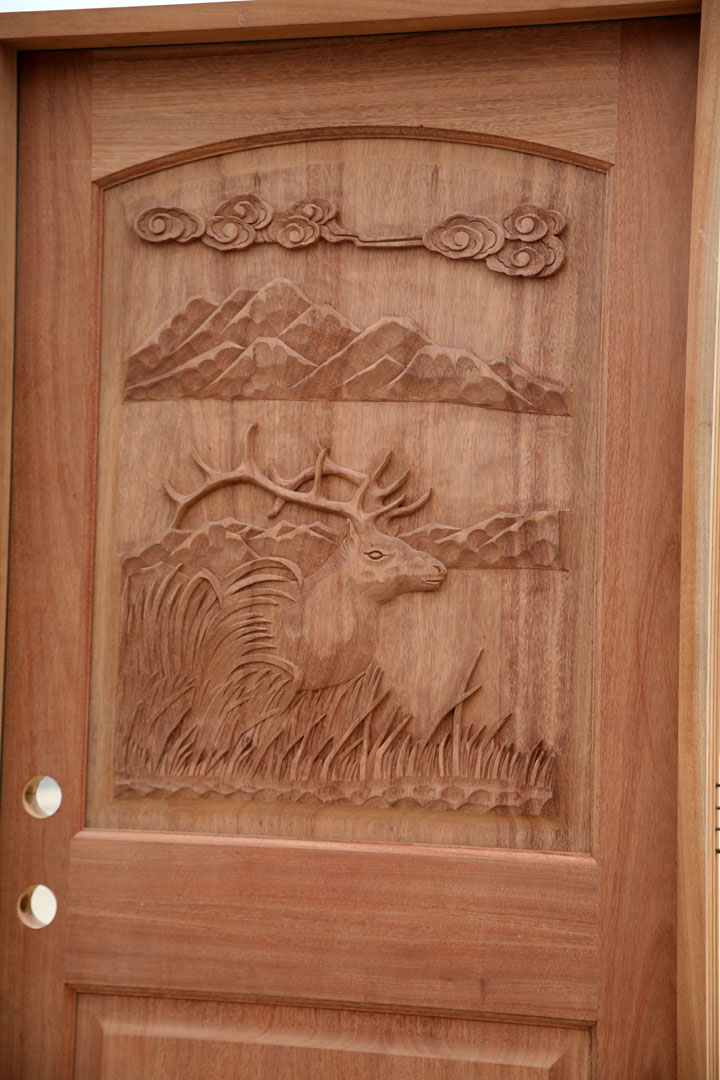 Carved Mahogany Doors Elk Exterior