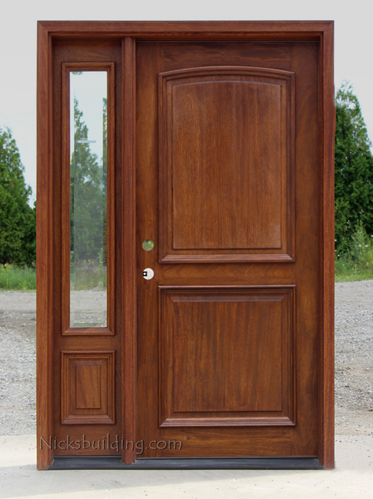 2 Panel Mahogany Exterior Door with 1 Sidelight