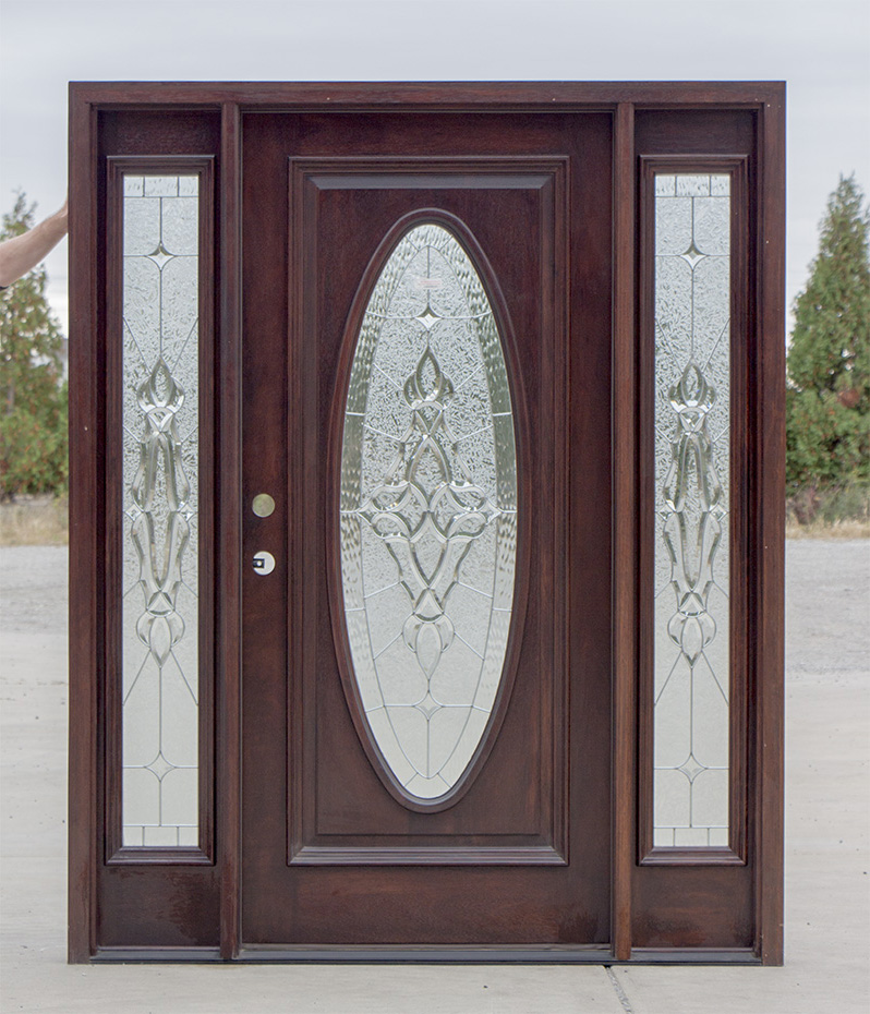 mahogany wood door with sidelights on sale