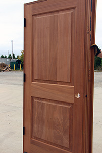 exterior door wine cellar with smooth panels inside