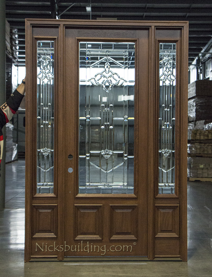 mahogany entry door with sidelights