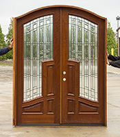 CL-119 African Mahogany Arched Exterior Double Doors