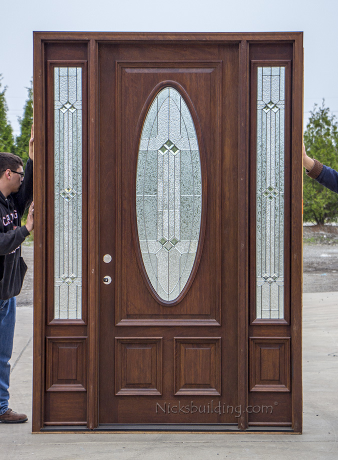 CL-123 8' Mahogany entry door with oval glass