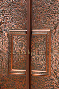 copper double door exterior closeup