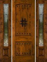 Most Popular Rustic Doors Model SW83 with SW100 Sidelights sporting Majestic Beveled Glass
