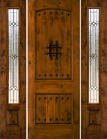 rustic door model SW83 with SW100 Sidelights and Builder Glass Patina Came