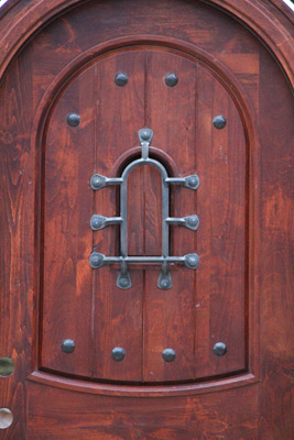 rustic arched door closeup view