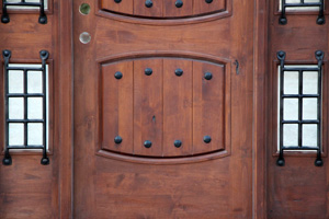 Rustic round top doors bottom closeup photo