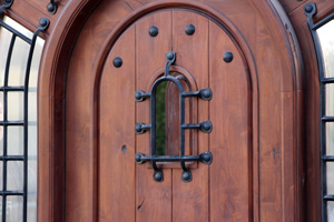 rusitc round top doors closeup photo