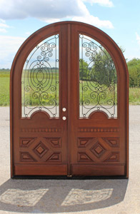 Arched Doors with Wrought Iron