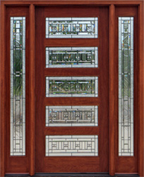 501 Mahogany Door with Art Glass