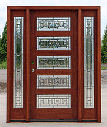 501 Mahogany Door with Art Glass