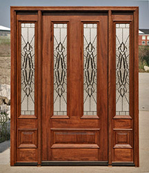 N-101 Mahogany Door with Sierra Patina Glass