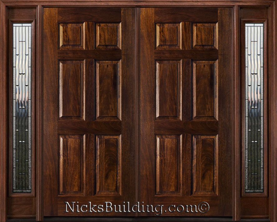 Exterior Double Doors with Sidelights - Solid Mahogany Doors