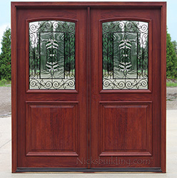 2 Panel exterior double doors with Iron Glass