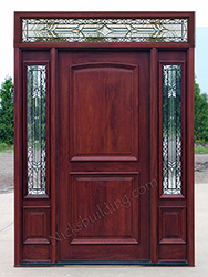 2 panel solid wood door with iron classic glass