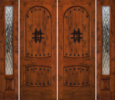 sw-01 8' 0" rustic double doors with chateau glass sidelights