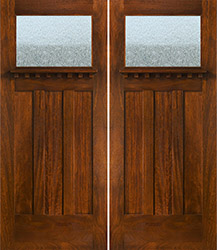 craftsman style double doors AC401 Rain Glass
