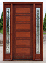 ac508 solid panel shaker door with art glass sidelites