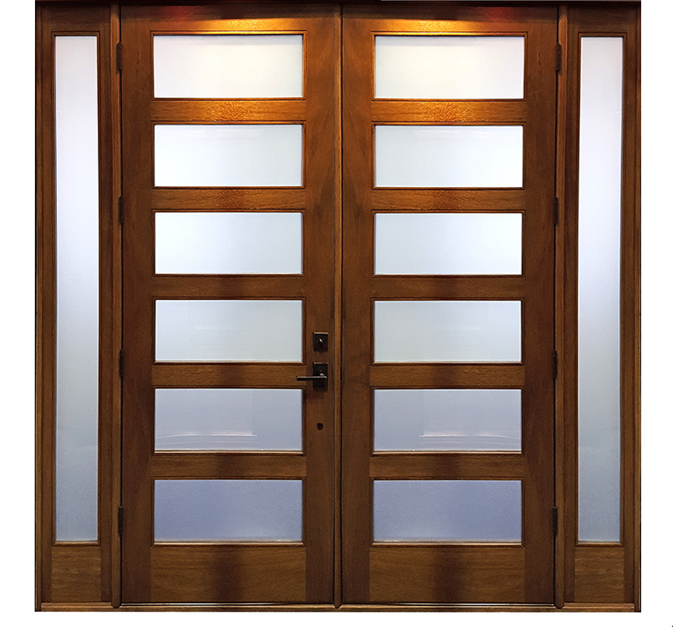 Craftsman Double Wood Door With Sidelights
