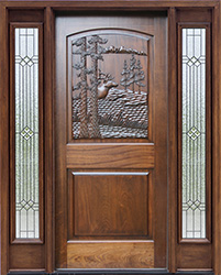 Elk door with Builder Patina Glass Sidelights
