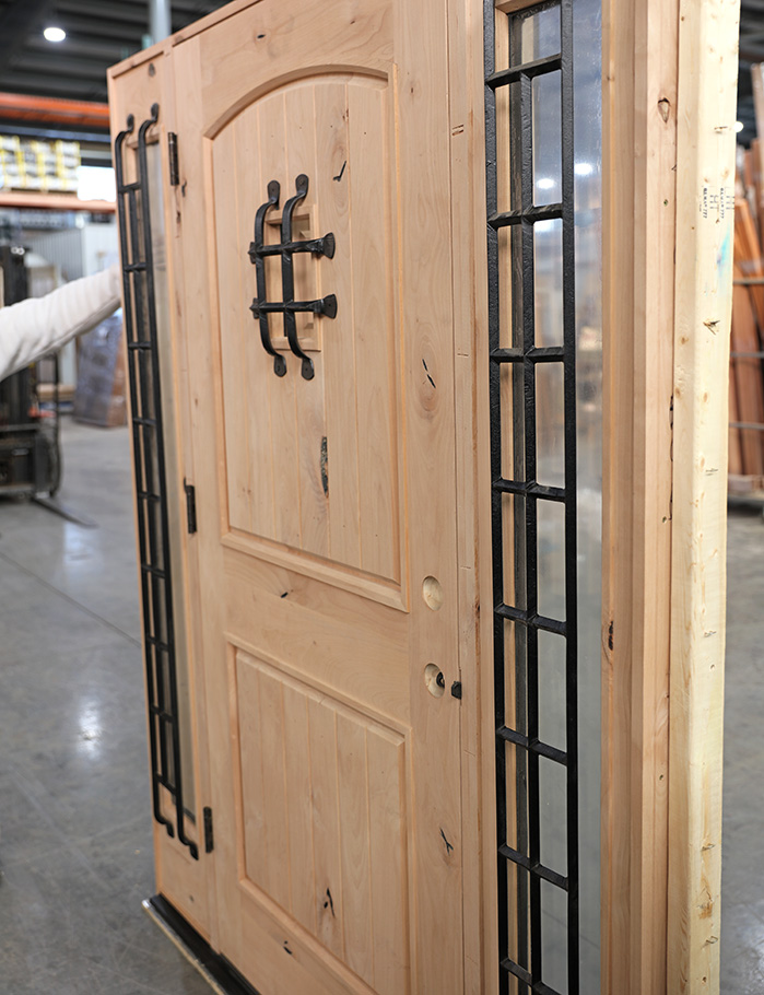 Rustic Knotty Alder Outswing Exterior Door with Sidelights