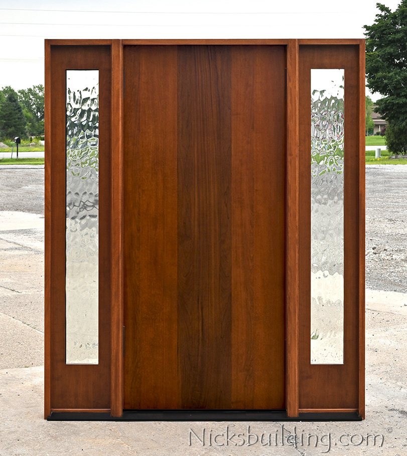 Flush Exterior Mahogany Doors with Sidelights Vertical Grain