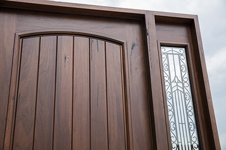 Teak door with rustic details