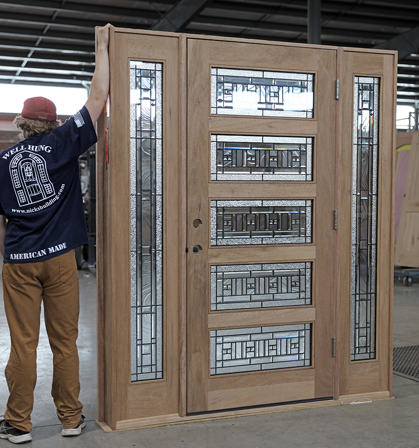 CL105 Shaker Entry Doors with Art Glass