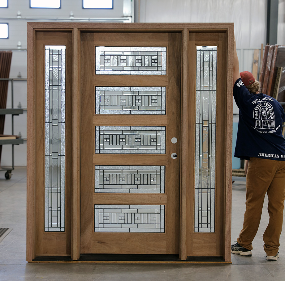 CL105 Shaker Entry Doors with Art Glass