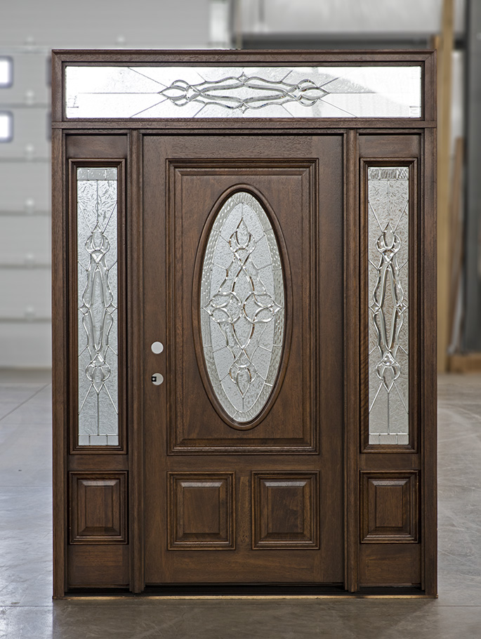 Oval Glass Mahogany Door with Rectangular Transom