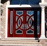 Olympus style wood entry door