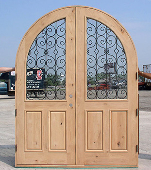Barcelona Arched Top Double Doors Knotty Alder