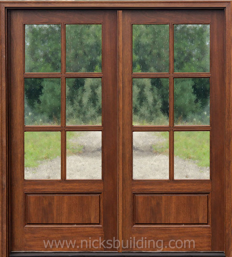 Wood double doors with glass