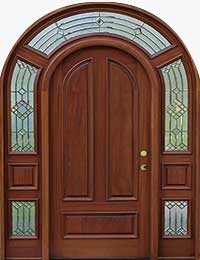 Arched Top African Mahogany Entry Door with Surround Model 3003