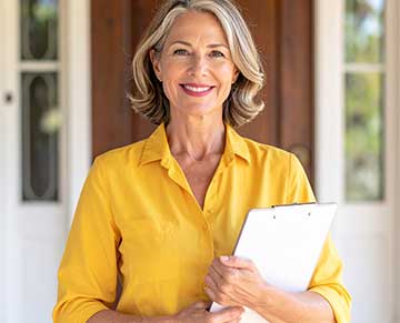 Custom door expert reviewing project details