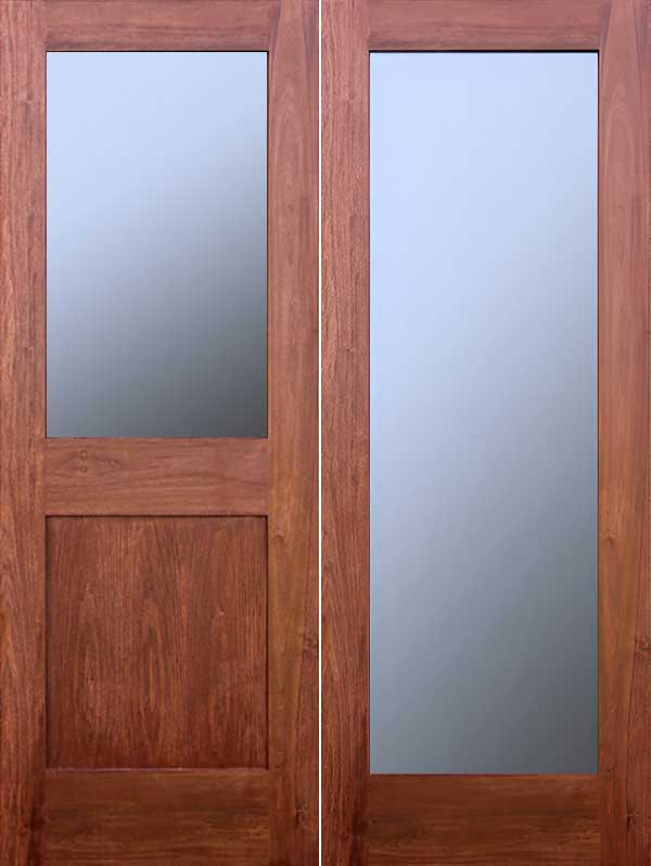 Poplar two-panel glass interior door