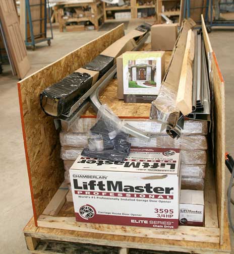 Garage doors crated and photographed for shipping