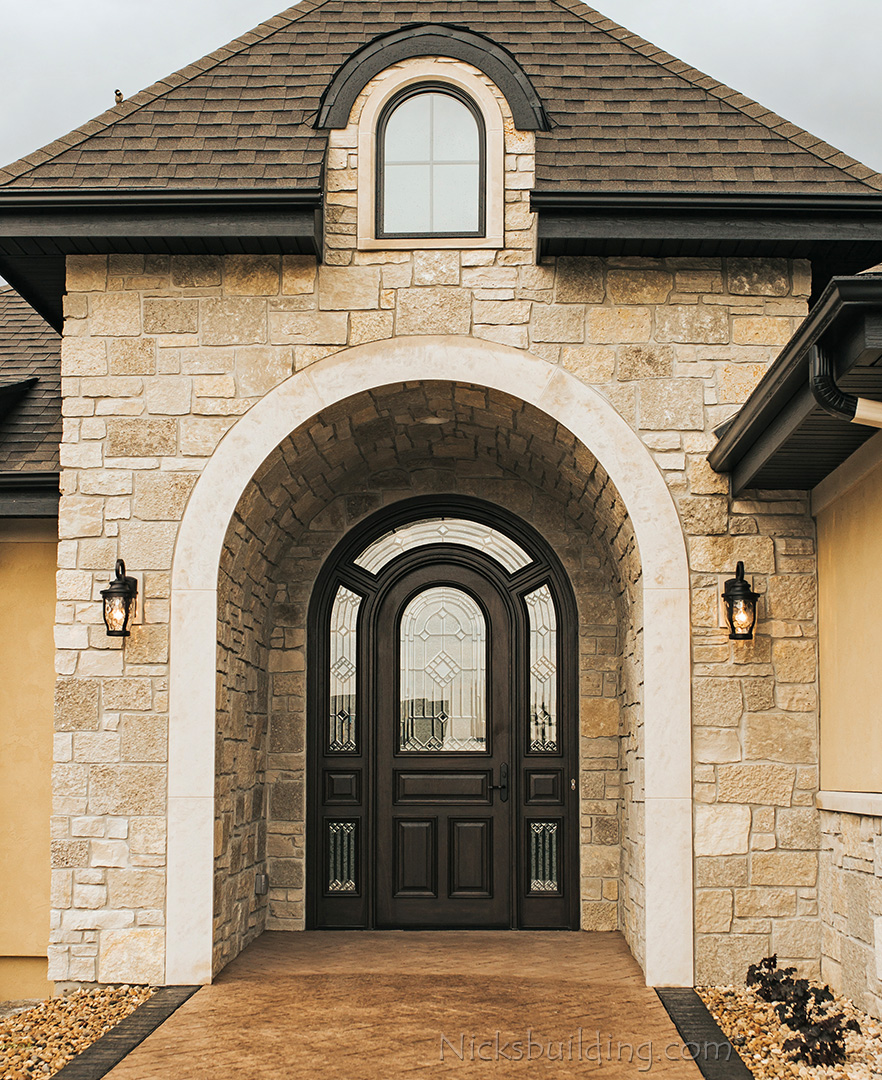 Arched Top Glass Exterior Doors with Surround Model 3003