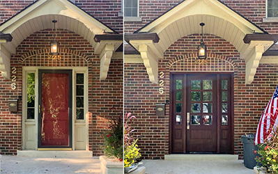 Before and After Replaceming Front Door
