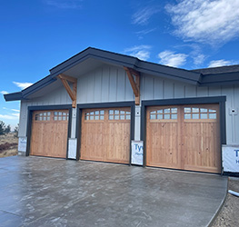 Douglas Fir Garage Doors at an angle