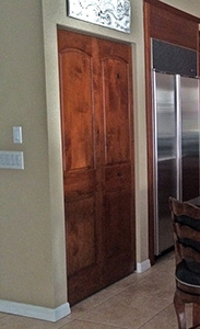 Knotty Alder Bi-fold Doors for kitchen Pantry application