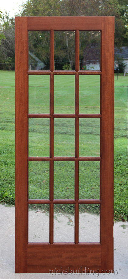 Mahogany Single French Door with 10/5 Glass Prehung