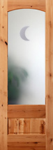 801 knotty alder etched moon glass door