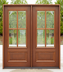 Farmhouse Exterior Double Doors 4 Lite Clear Beveled Glass