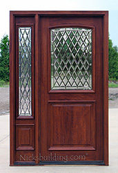 2 panel door with 1 sidelite and Chateau Glass