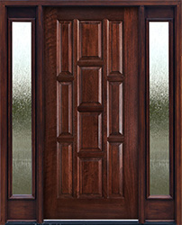 10 Panels Mahogany Exterior Doors Rain Glass Sidelights
