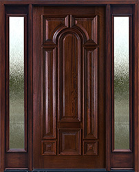 Model 525 Mahogany Entry Doors with Rain Glass Sidelights