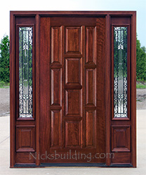 mahogany 10 panel fornt doors with iron classic glass